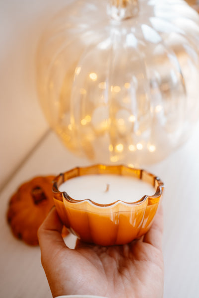 Amber Glass Pumpkin Candle
