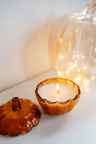 Amber Glass Pumpkin Candle