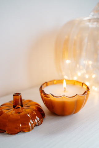 Amber Glass Pumpkin Candle