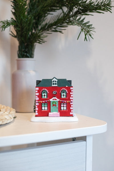 Christmas Red House with Trees Incense Cone Burner - Moonshine Candle Co.