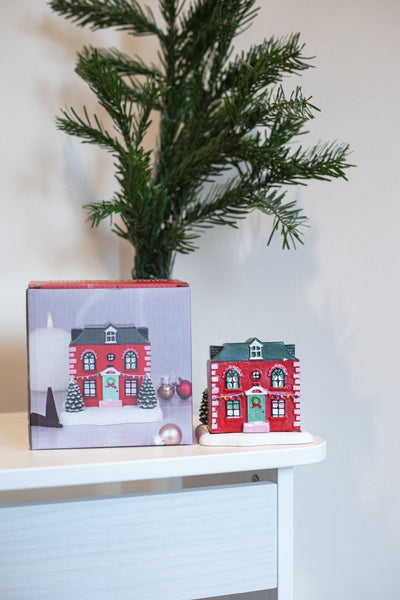Christmas Red House with Trees Incense Cone Burner - Moonshine Candle Co.