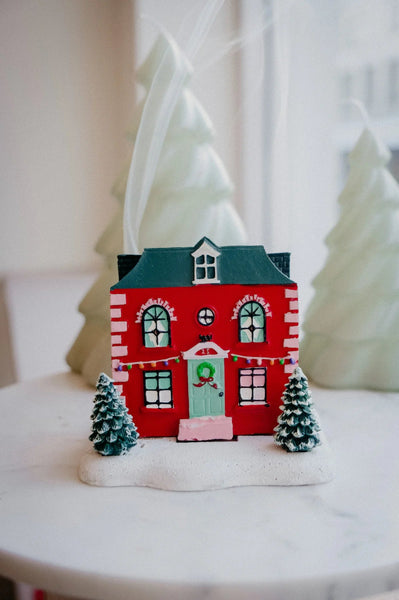 Christmas Red House with Trees Incense Cone Burner - Moonshine Candle Co.