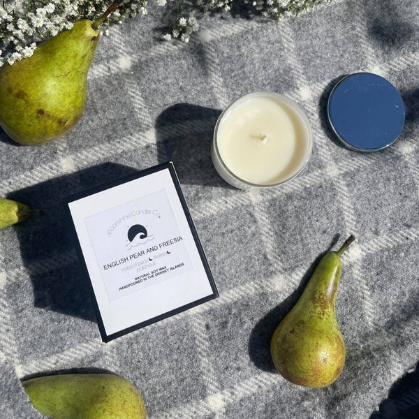 English Pear and Freesia Luxury Soy Candle - Moonshine Candle Co.