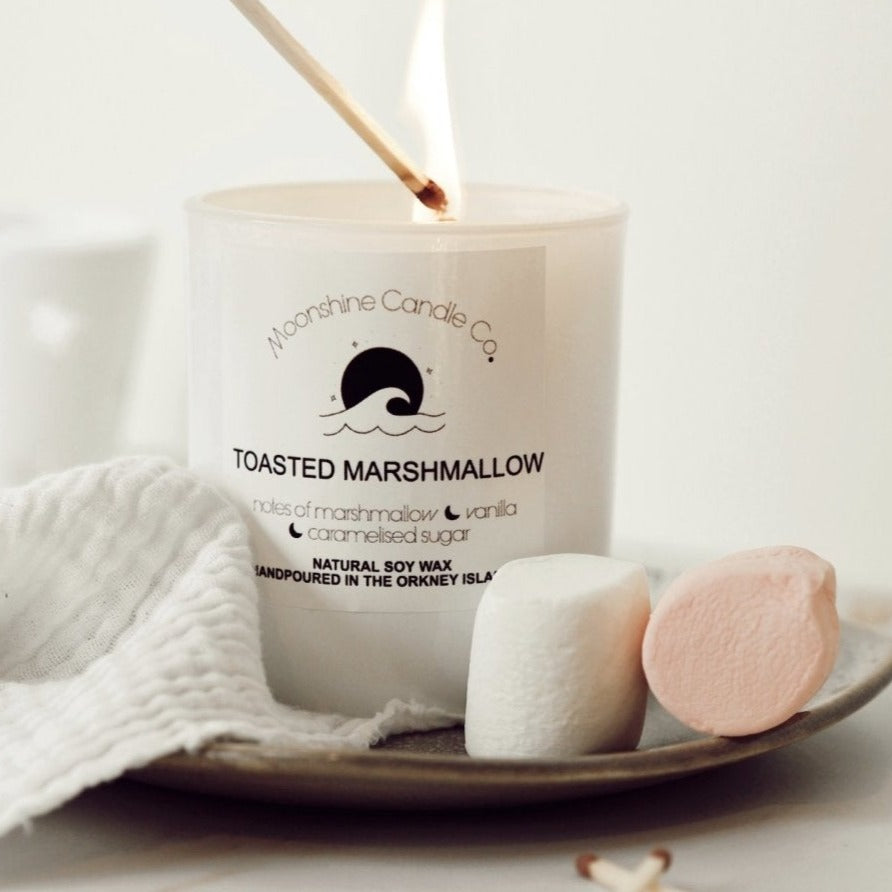 Toasted Marshmallow Soy Candle - handpoured in Orkney - Moonshine Candle Co.